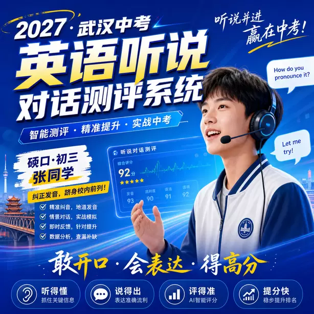 武汉中考听说机考对英语教学带来的变化硚口·初三张同学(纠正发音,跻身校内前列)